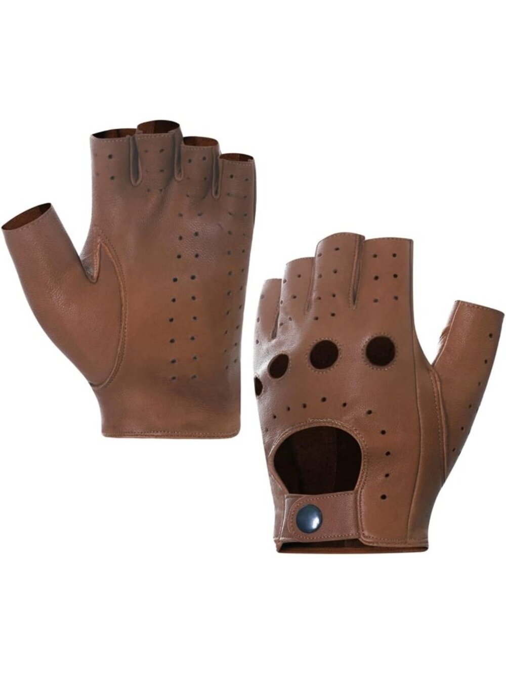 Men's Fingerless Leather Driving Gloves - Lambskin, Unlined, Stylish